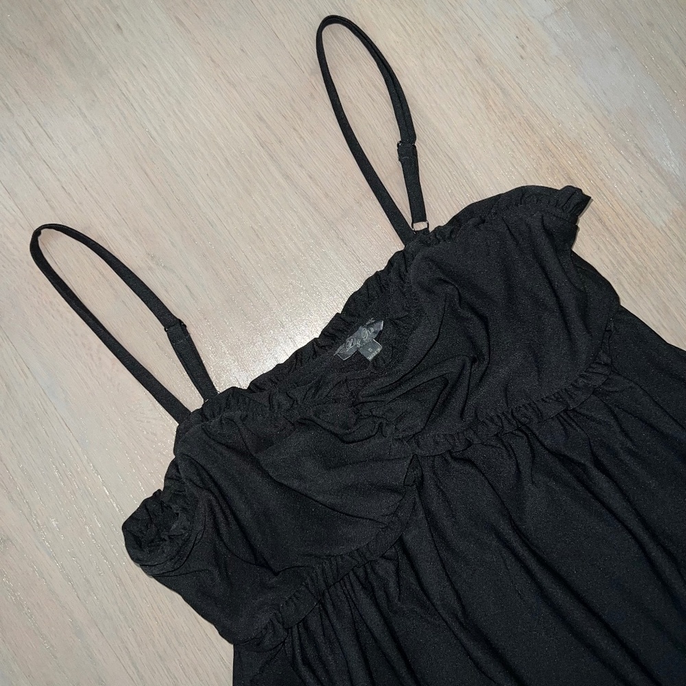 Black women small ruffle tank top dress